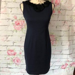Navy blue w black flowers sheath